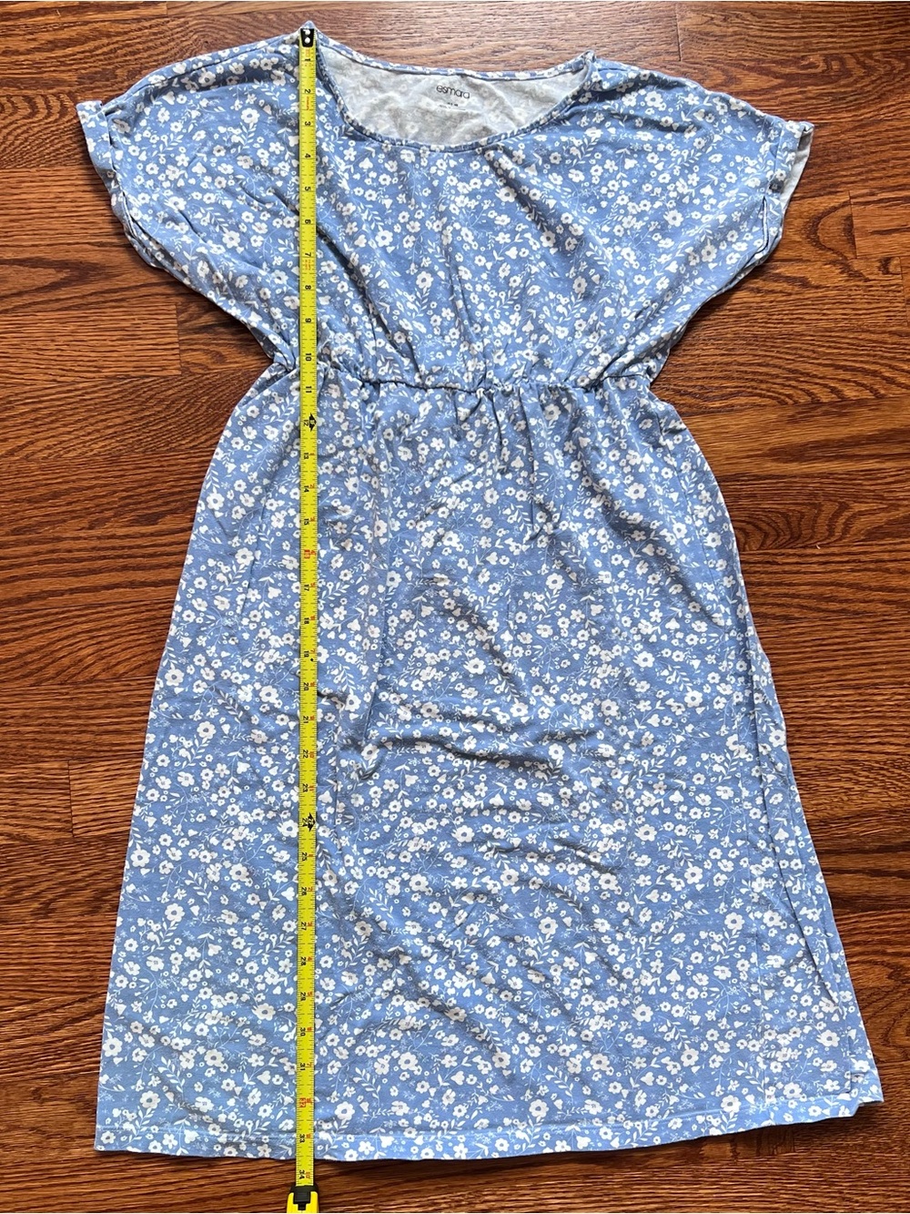 Maternity Blue Floral Women's Casual Elastic-Waist Dress